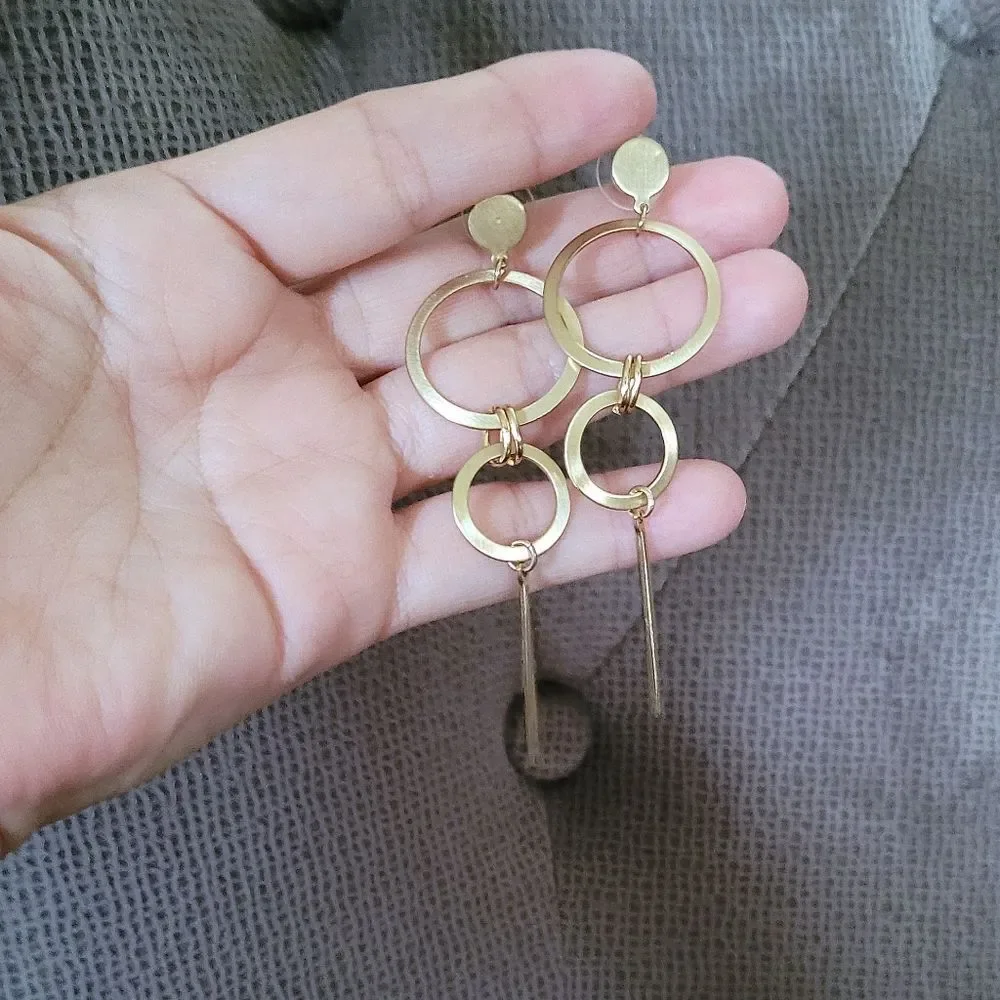 Geometric📐 Brushed🖌️ Gold💛 Dangle Earrings